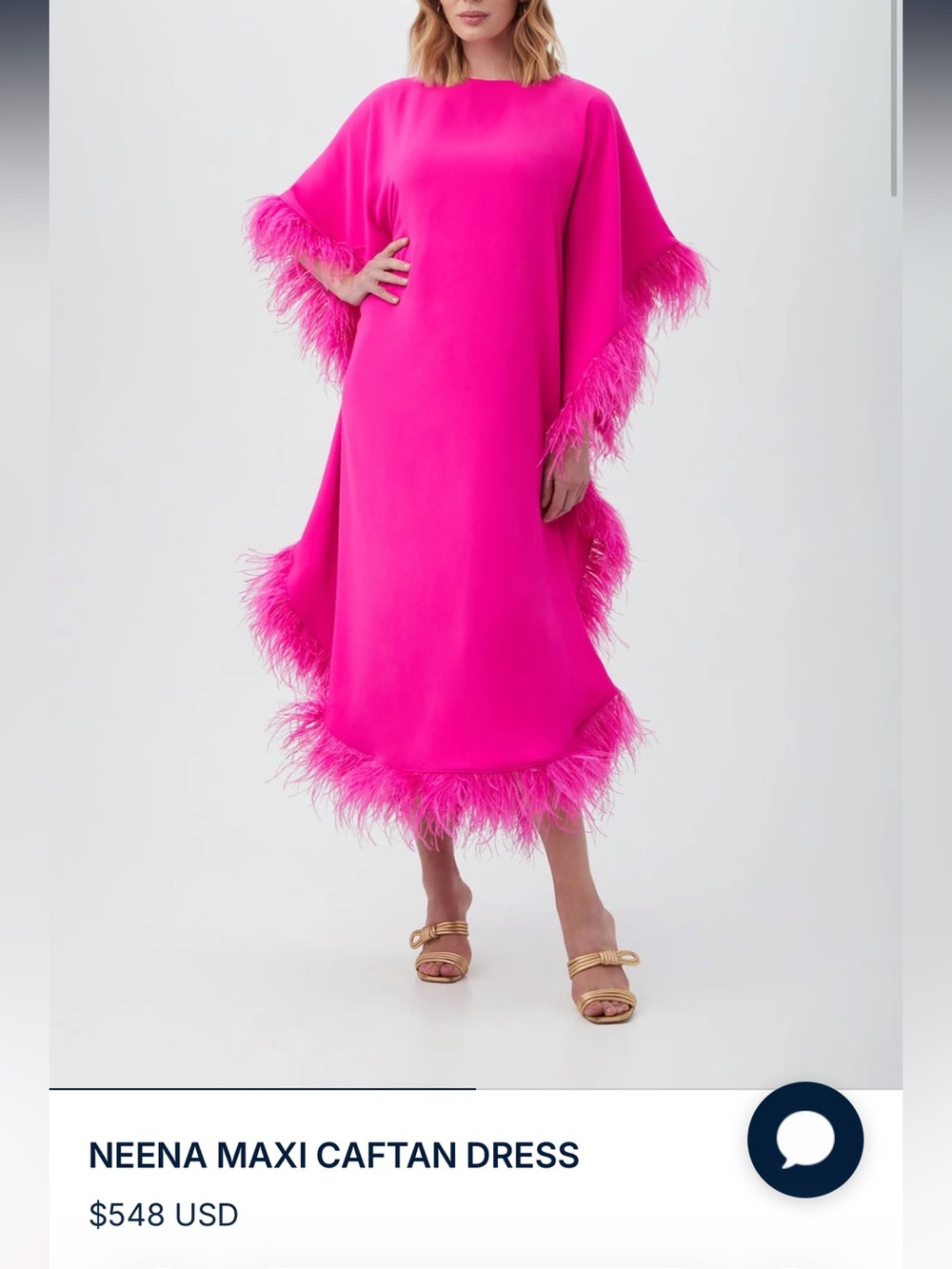 Trina Turk Hot Pink Feather-Trim Caftan